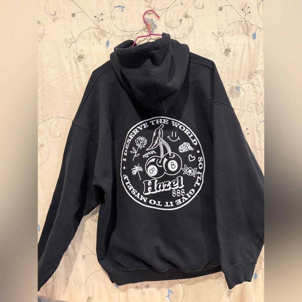 Hazel Men's Black Hoodie Sweater - Picture 3 of 7
